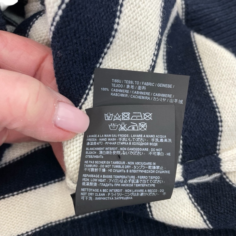 Saint Laurent Cashmere Crew Sweater XL Navy/White - Picture 11 of 16